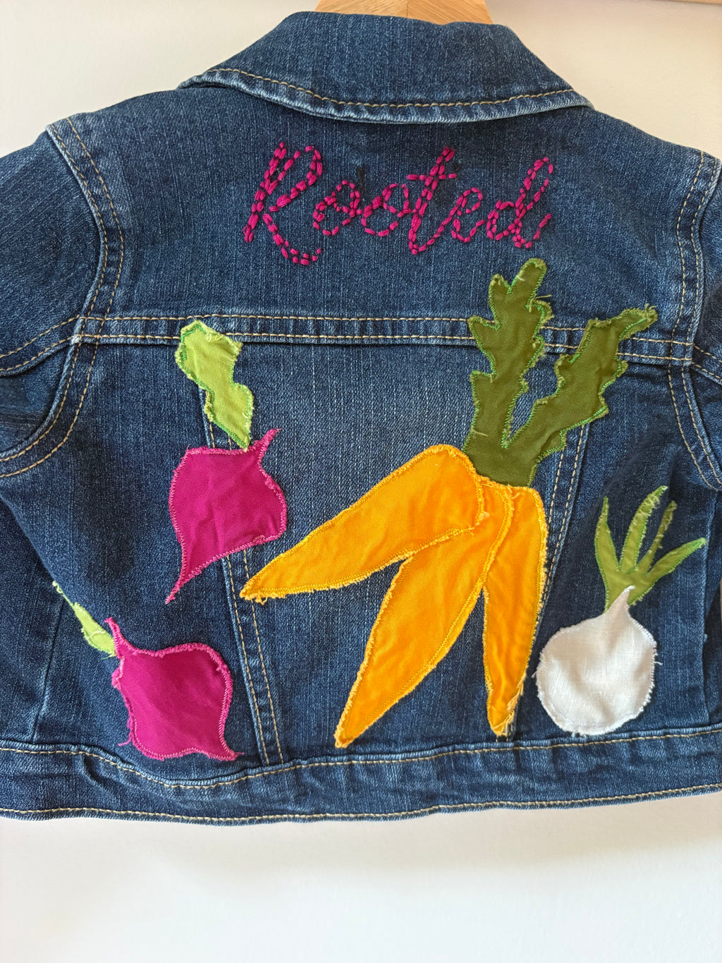 3T Rooted Appliquéd & Embroidered Upcycled Jean Jacket