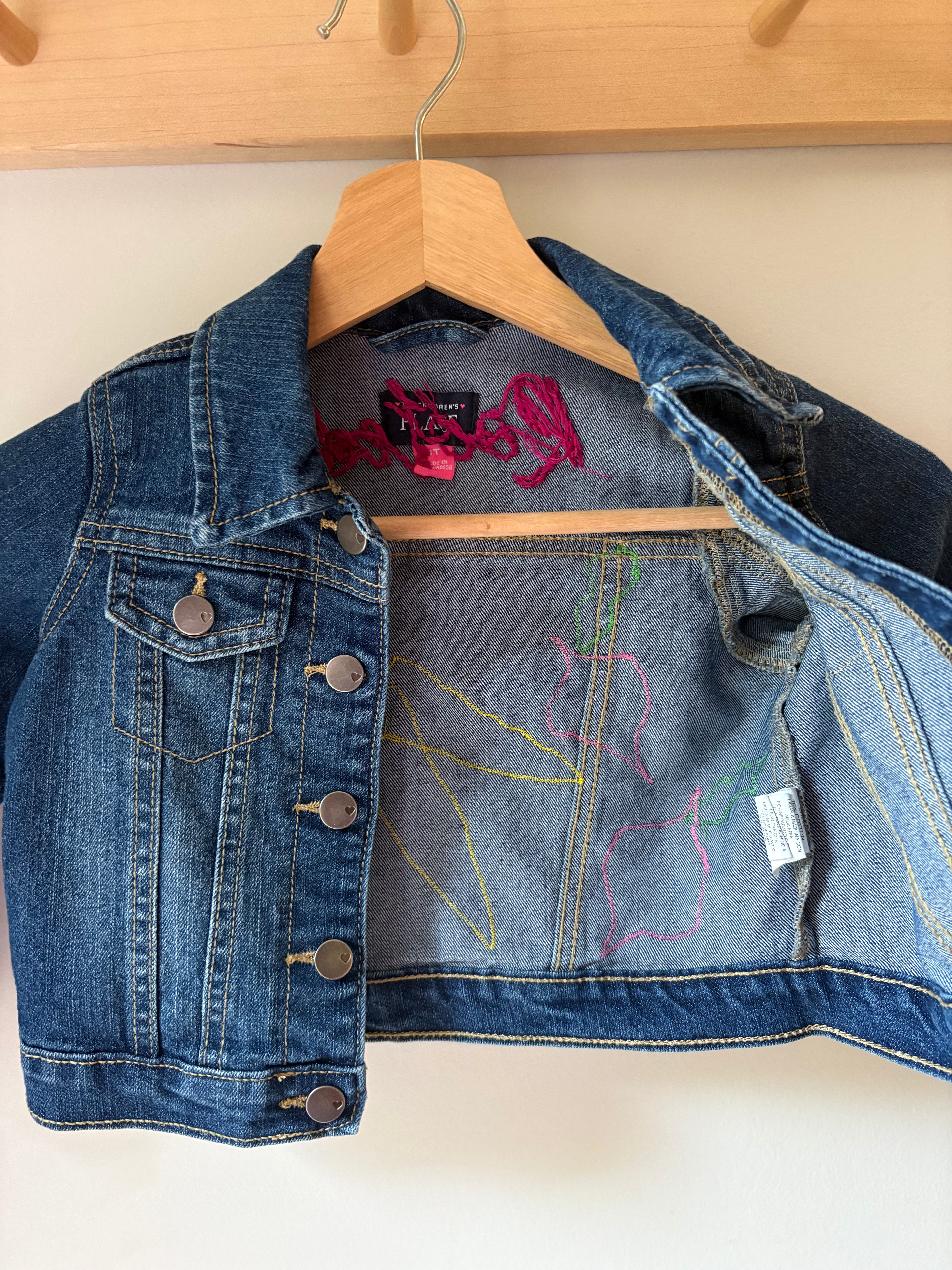 3T Rooted Appliquéd & Embroidered Upcycled Jean Jacket
