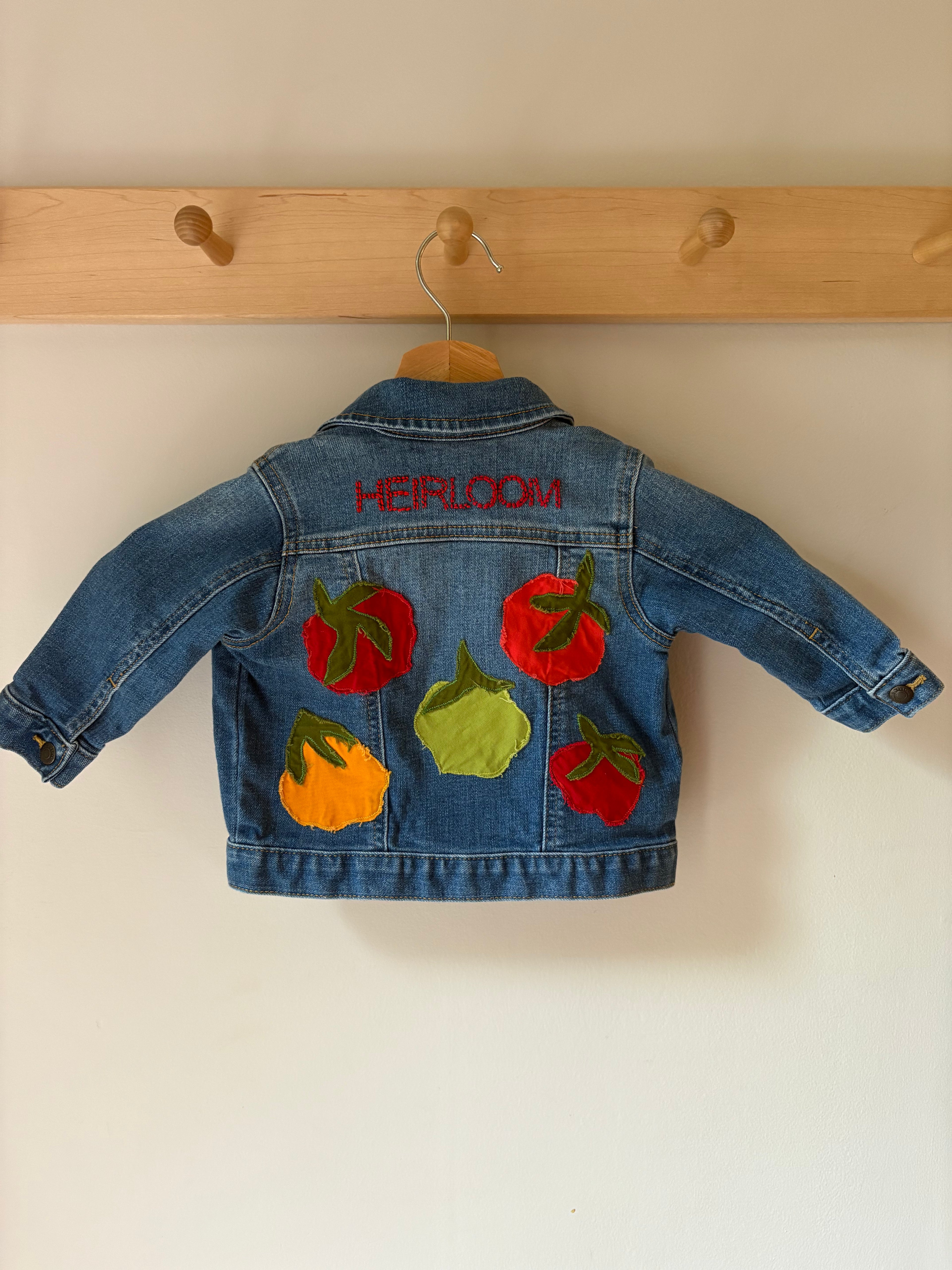 12-18M Heirloom Appliquéd & Embroidered Upcycled Jean Jacket
