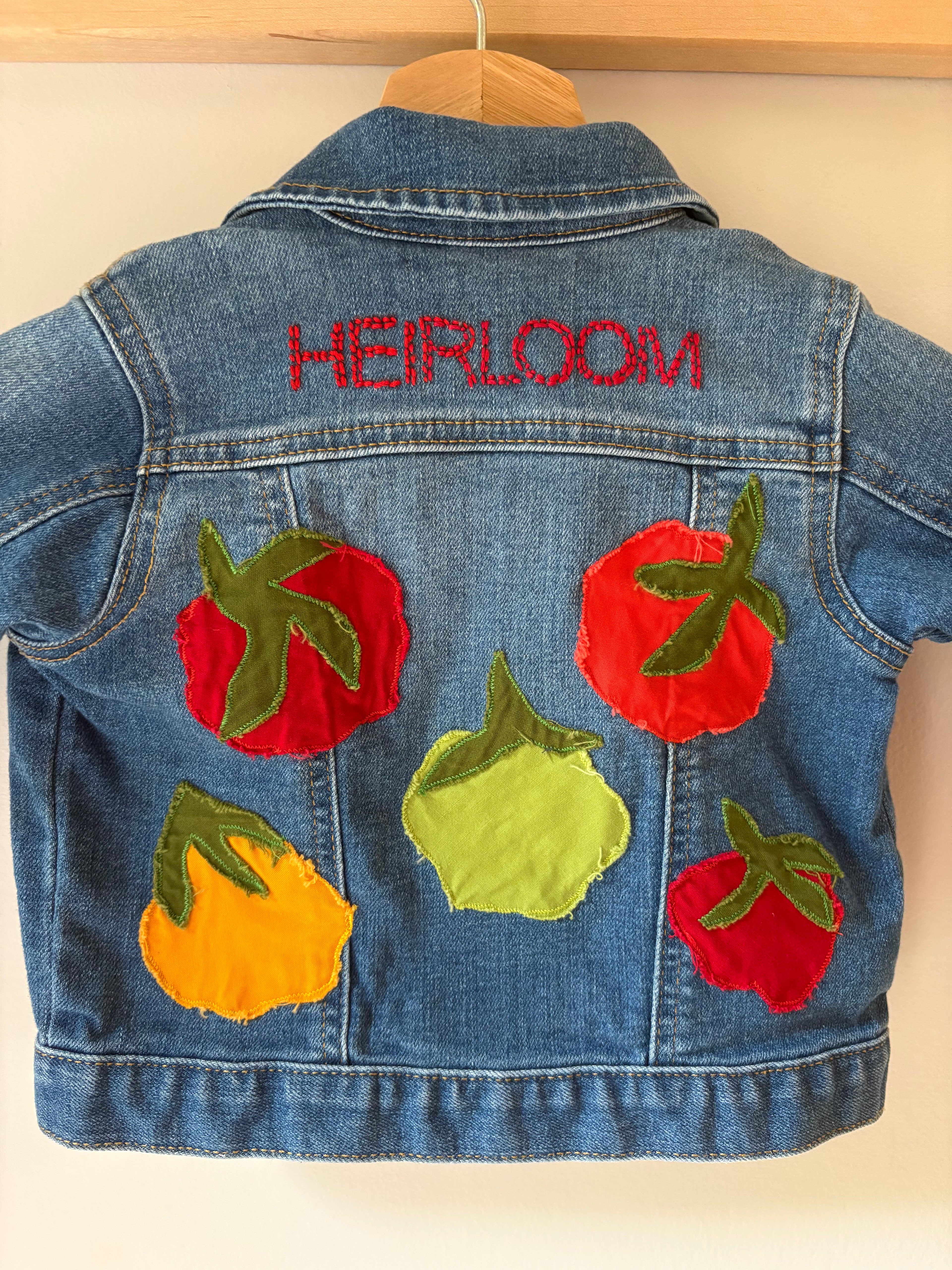 12-18M Heirloom Appliquéd & Embroidered Upcycled Jean Jacket