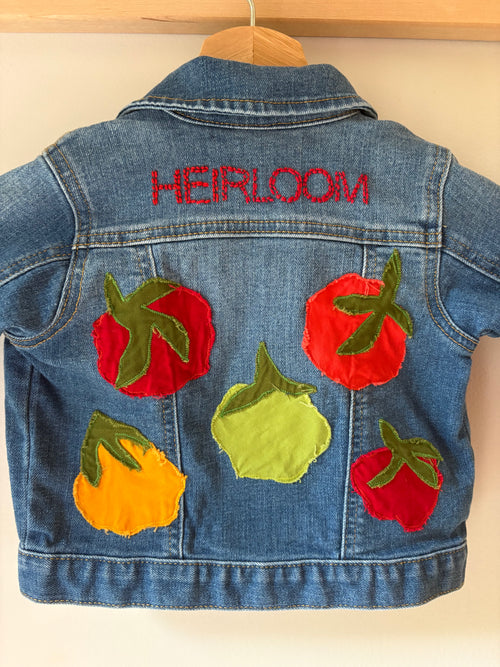 12-18M Heirloom Appliquéd & Embroidered Upcycled Jean Jacket