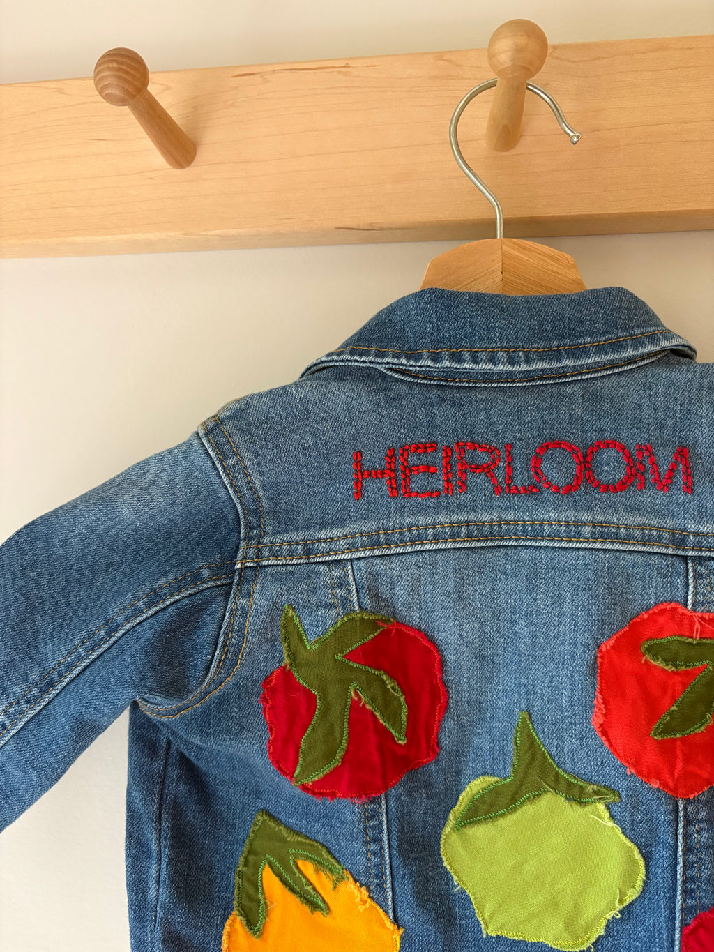 12-18M Heirloom Appliquéd & Embroidered Upcycled Jean Jacket
