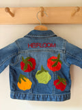 12-18M Heirloom Appliquéd & Embroidered Upcycled Jean Jacket