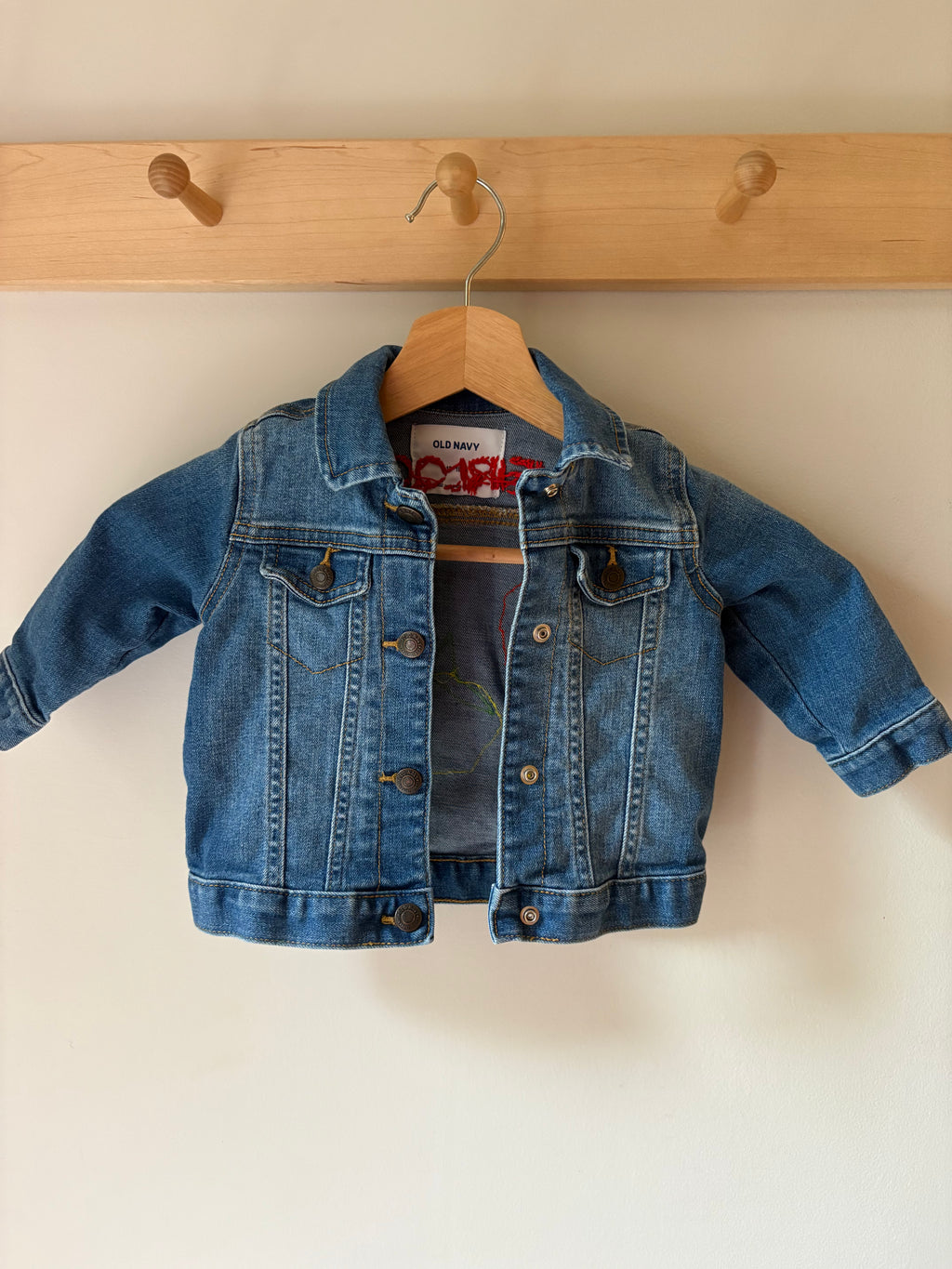 12-18M Heirloom Appliquéd & Embroidered Upcycled Jean Jacket